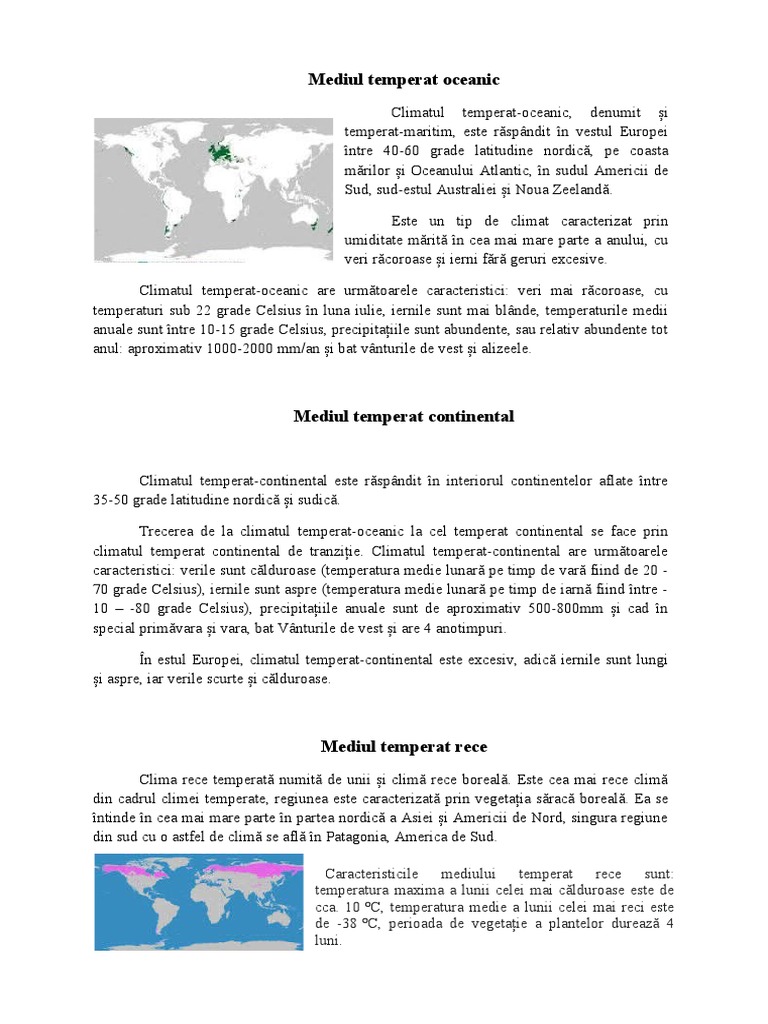 Mediile Zonei Temperate | PDF