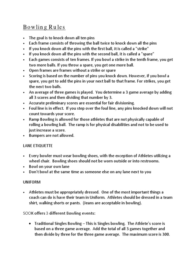 Bowling Rules PDF