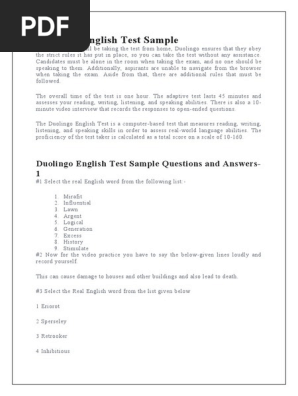 Duolingo English Test Sample