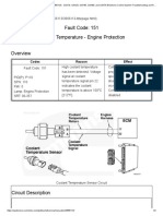 Fault Code: 151 Coolant Temperature - Engine Protection: Codes Reason Effect