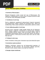 GPAT Pharmacognosy Syllabus