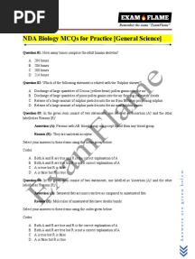 NDA Biology MCQs For Practice