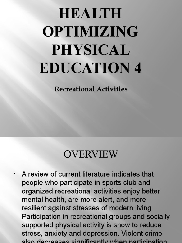 Benefits of Recreational Activities | PDF | Outdoor Recreation | Recreation