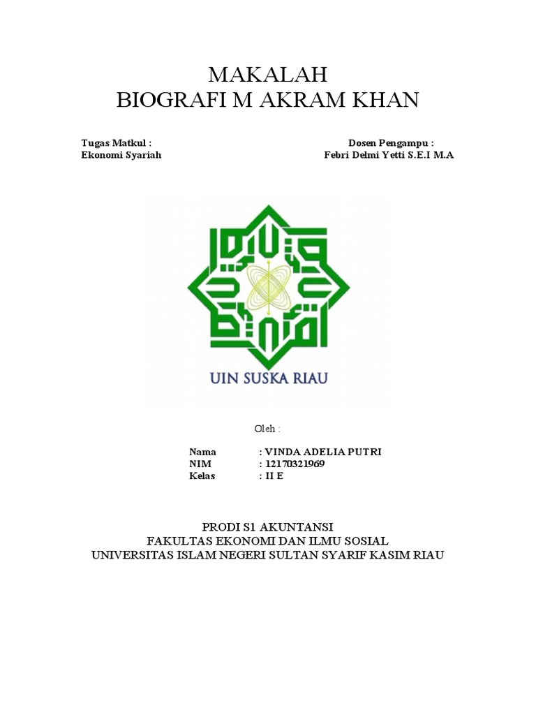 Biografi Muhammad Akram Khan | PDF | Pengelolaan Keuangan & Uang | Politik
