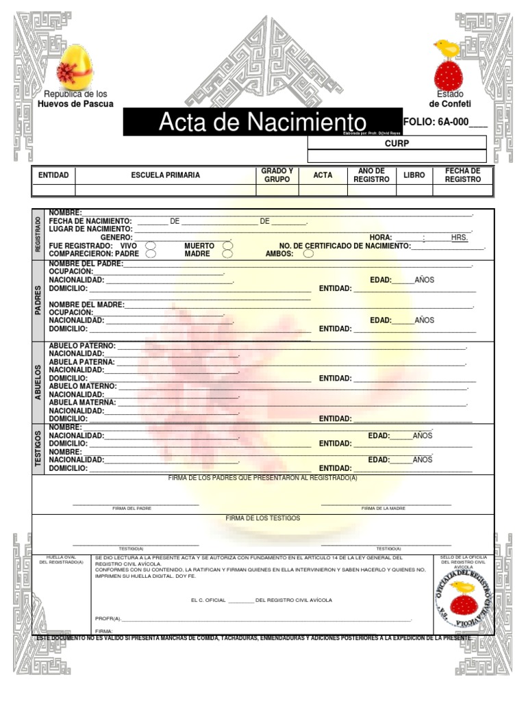 Acta de Nac de Un Huevo | PDF | Aplicaciones de la criptografía ...