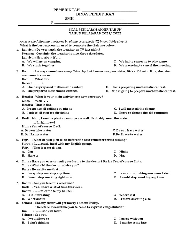 English School Assessment 2022 PDF Tea Train