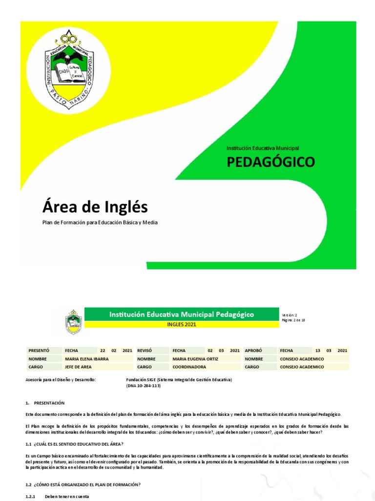 Plan de Formación en Inglés 2021 | PDF | Conocimiento | Aprendizaje