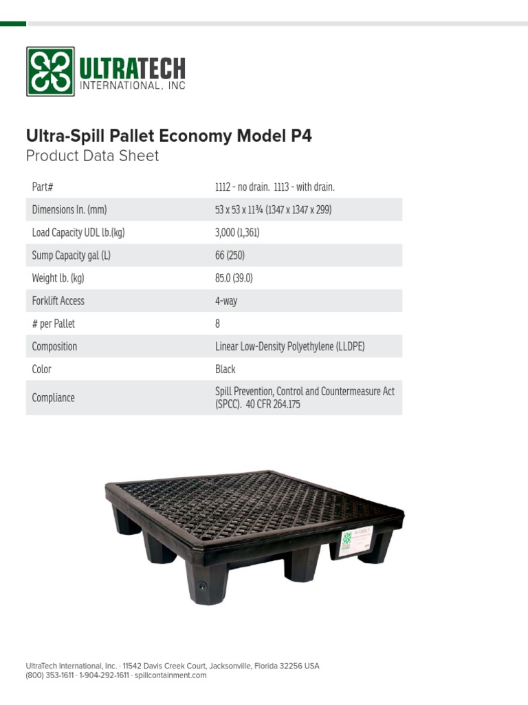 Ficha Tecnica Bandeja Ultra Spill Pallets Modelo Económico PDF PDF
