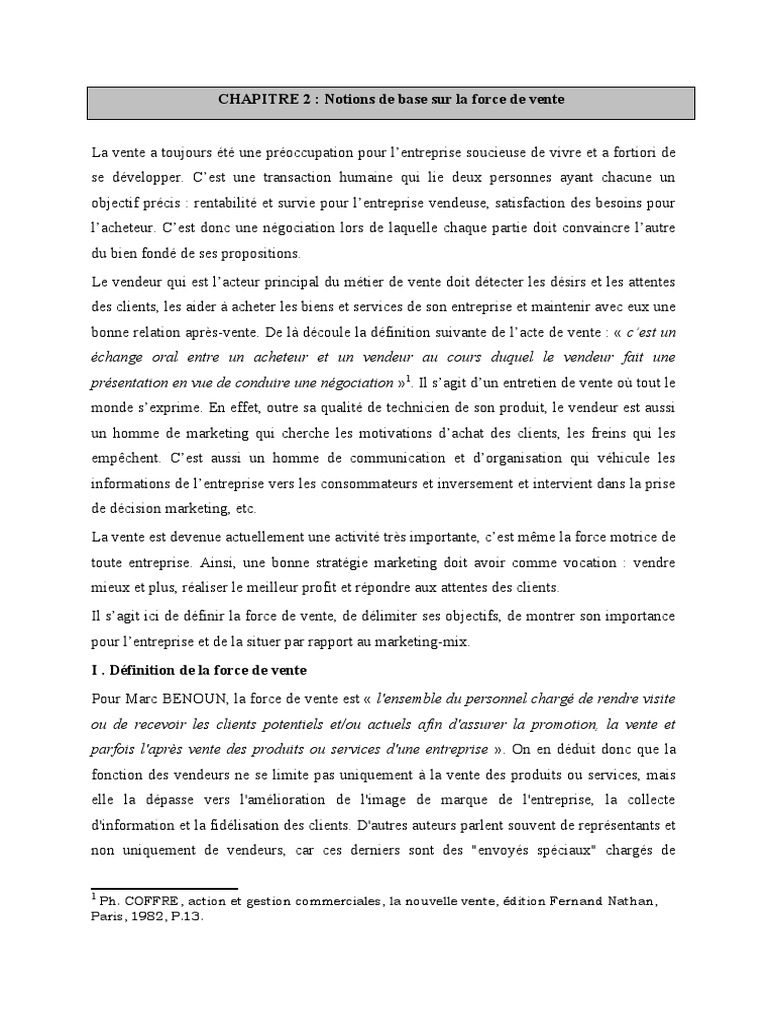 Notions clés de la force de vente | PDF | Sodles | Commercialisation