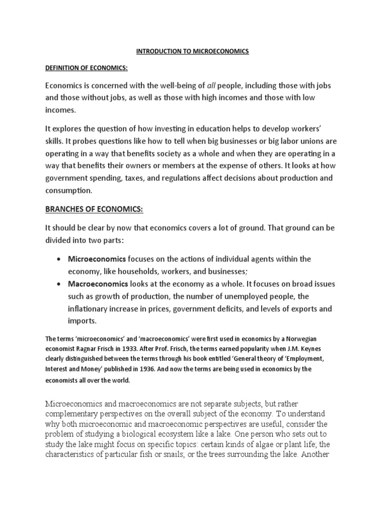 Introduction to Microeconomics Concepts | PDF | Economics | Microeconomics