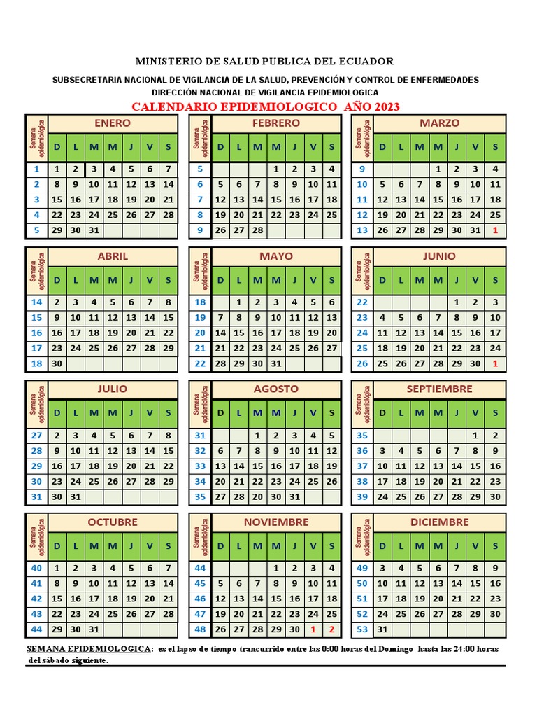 Calendario Epidemiologico 2023 PDF