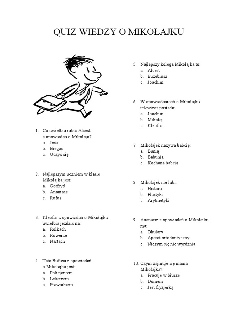 Test Z Mikołajka Klasa 4