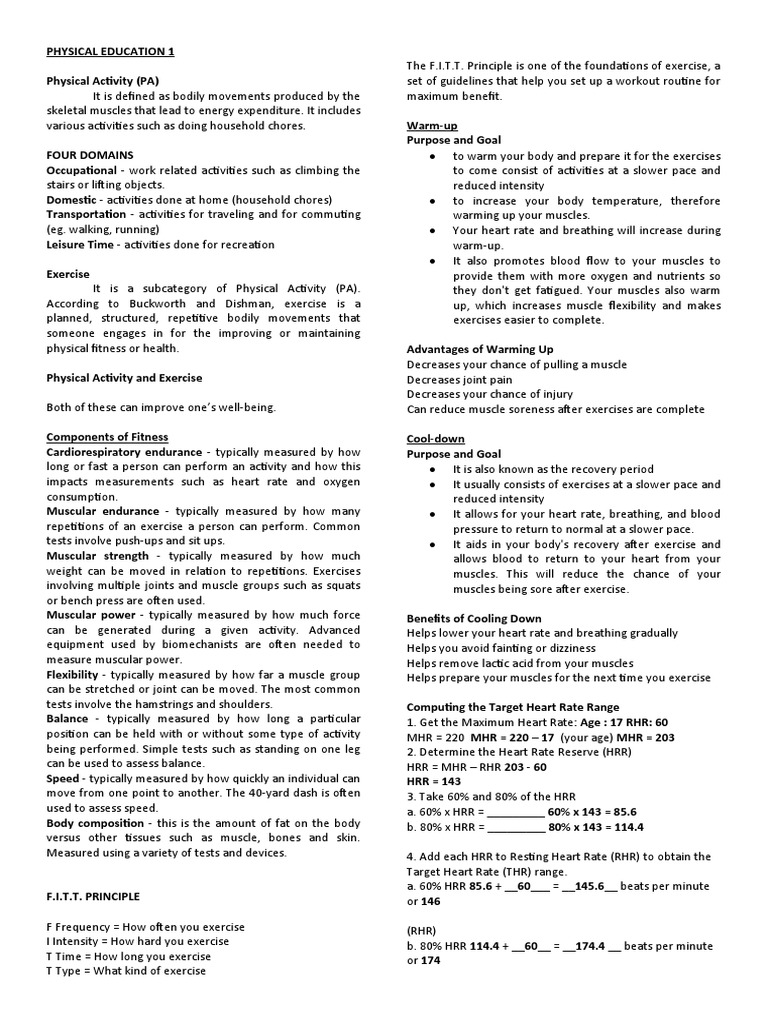 PHYSICAL-EDUCATION-1 Handouts 2022 | Download Free PDF | Dehydration ...