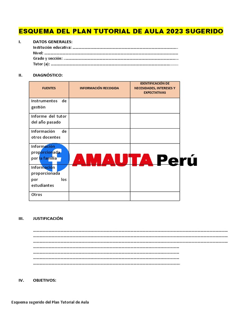 Esquema Plan Tutorial Aula 2023 | PDF | Aprendizaje