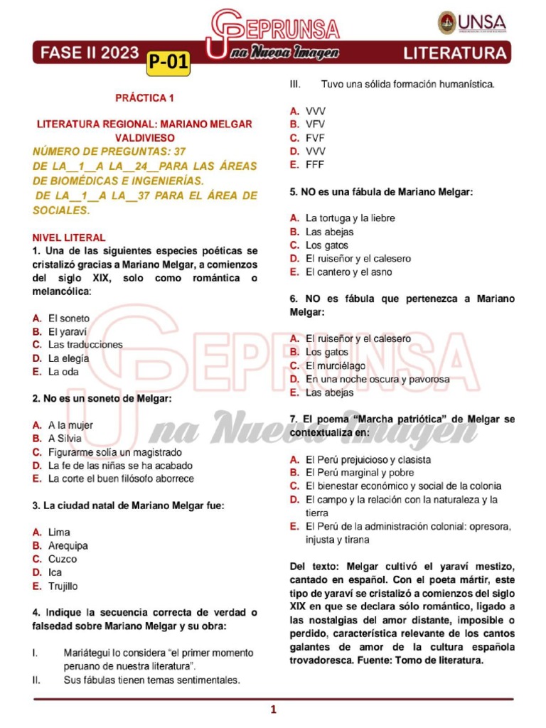P - 01 Literatura Ceprunsa 2da Fase | PDF
