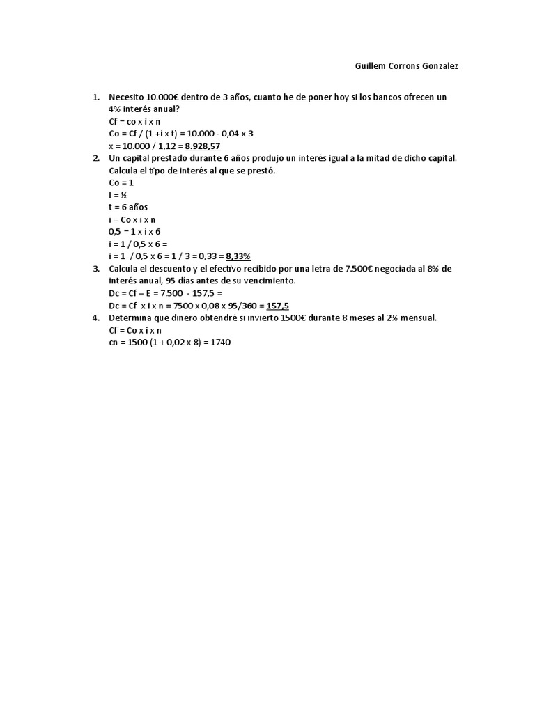 Ejercicios MF1 | PDF | Finanzas y dinero
