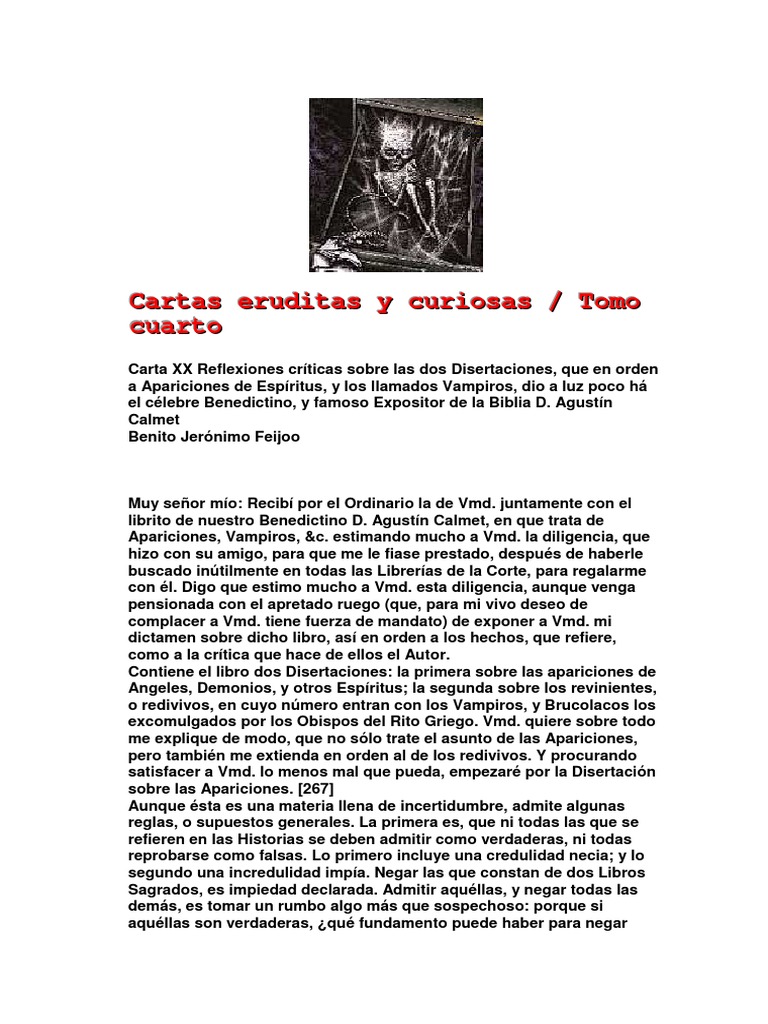 Cartas Eruditas y Curiosas PDF Purgatorio Vampiros