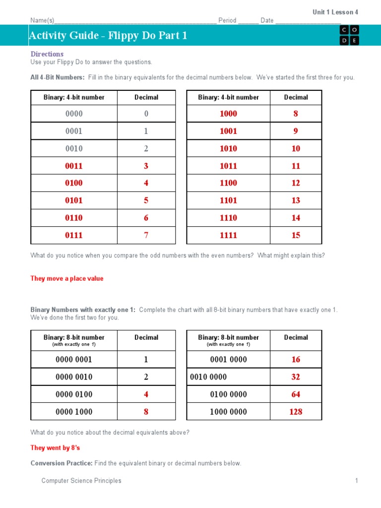 Flippy Do Binary Conversion Guide | PDF | Bit | Decimal
