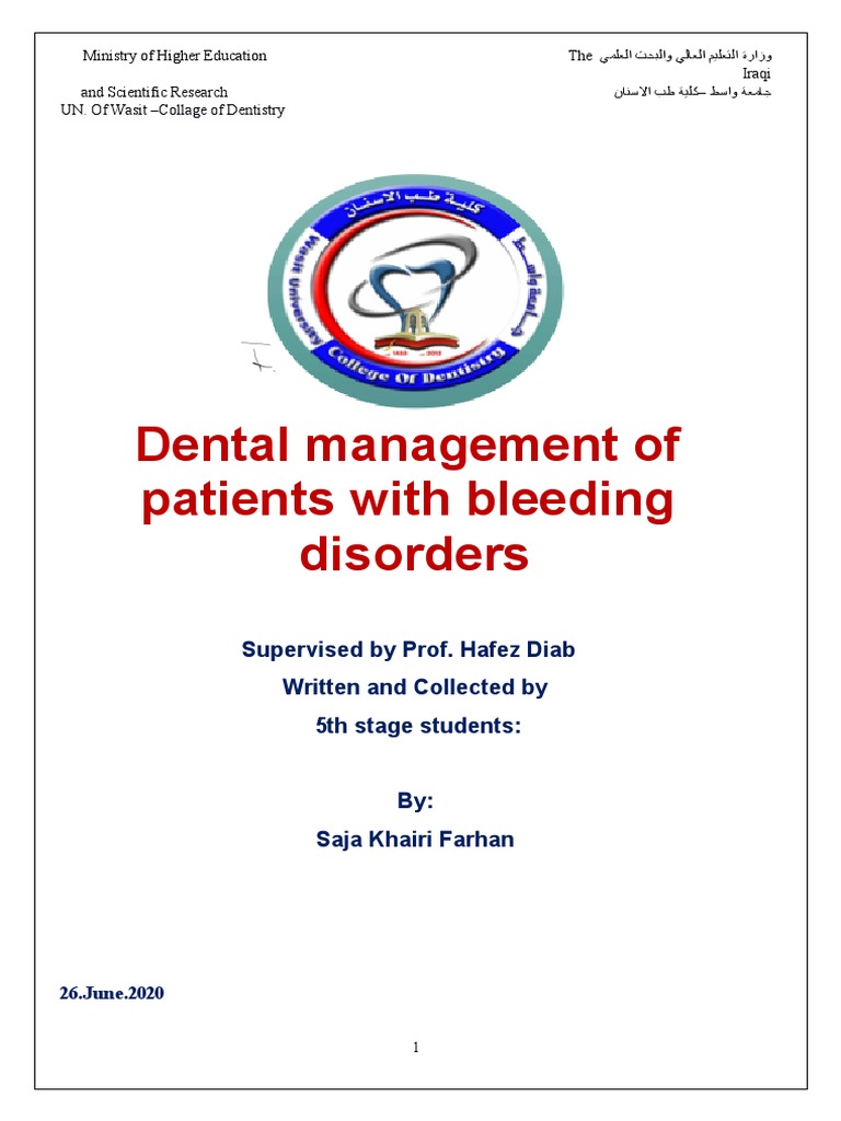 Dental Care for Bleeding Disorders | PDF | Coagulation | Bleeding