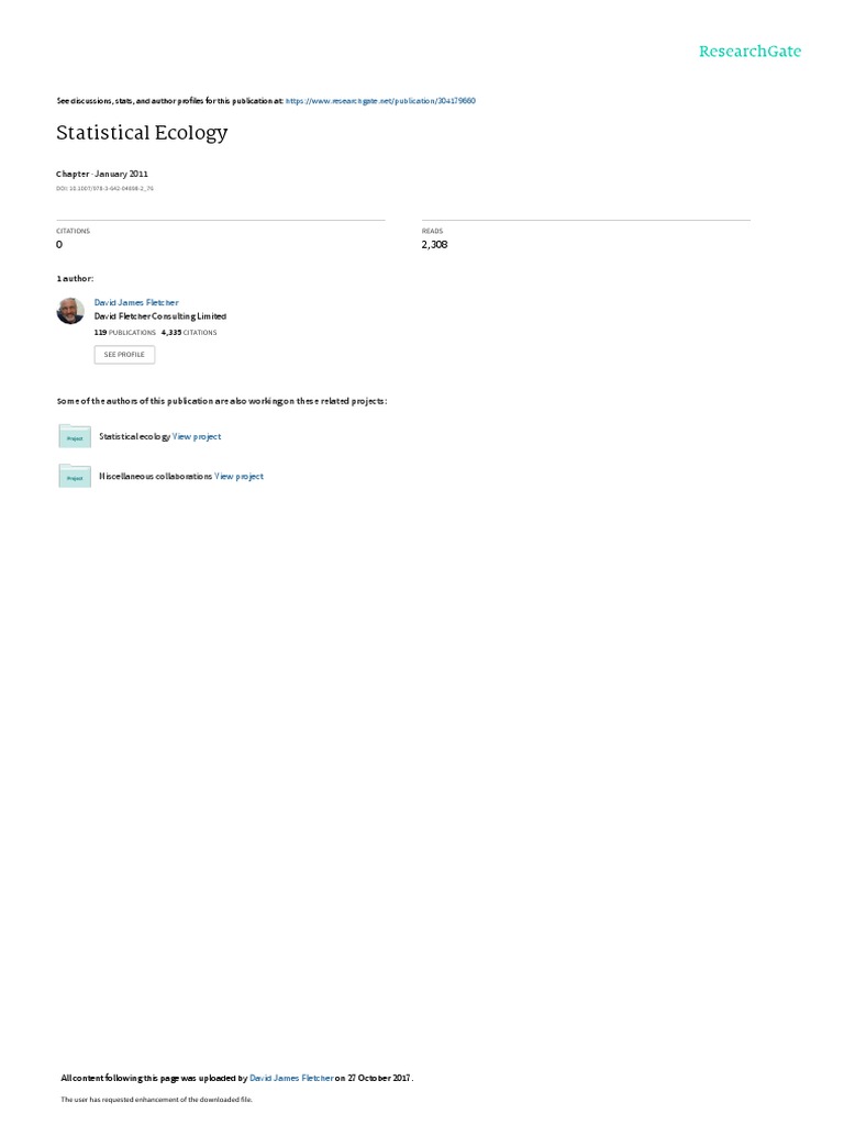 Statistical Ecology Pdf Akaike Information Criterion Spatial Analysis