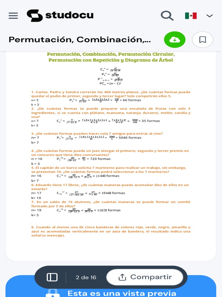 Guía de Permutaciones y Combinaciones | PDF | Ajedrez