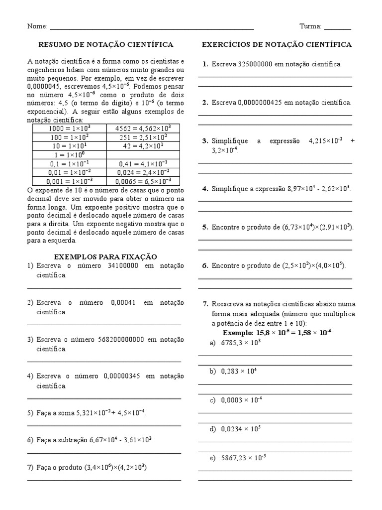 Notação Científica  Notação científica, Expressões matemáticas