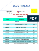 Lista de Precios Automotriz Lagofrio 03 Febrero 2020