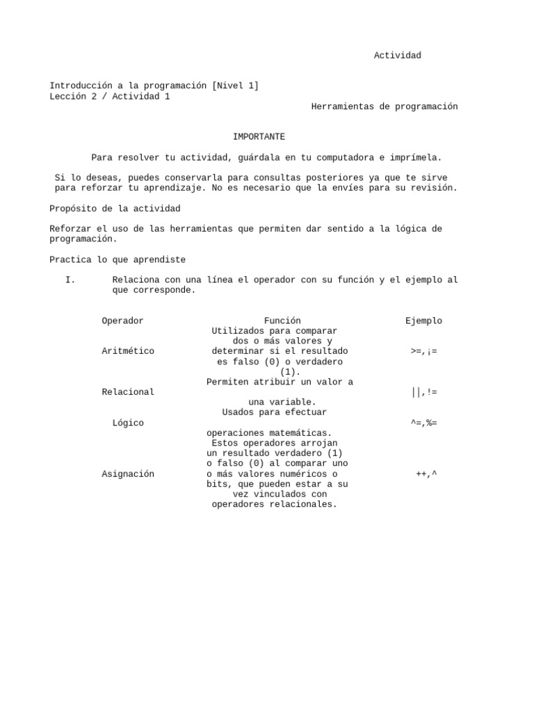 Actividad 2 Herramientas de Programacion PDF | PDF | Programación de ...