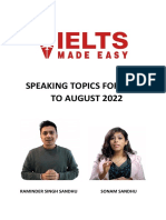 May-Aug 2022 Final Speaking Topics - IELTS Made Easy