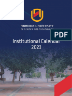 2023 Institutional Calendar Approved by Special Senate 15 Dec 2022