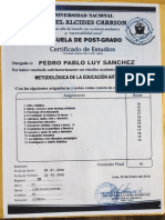 Certificado de Diplomado de 1200 Horas (Cara)