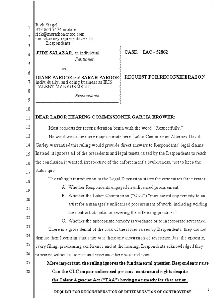 Submitted Request For Reconsideration of Feb 21 Determination PDF