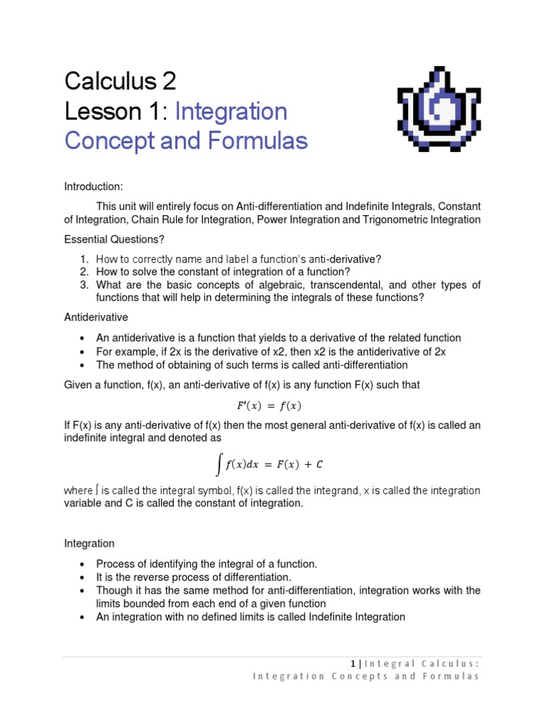 Calculus 2 Lesson 1 | PDF | Trigonometric Functions | Integral