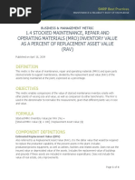 Metric 1.4 Stocked MRO Inventory Value As A Percent of RAV