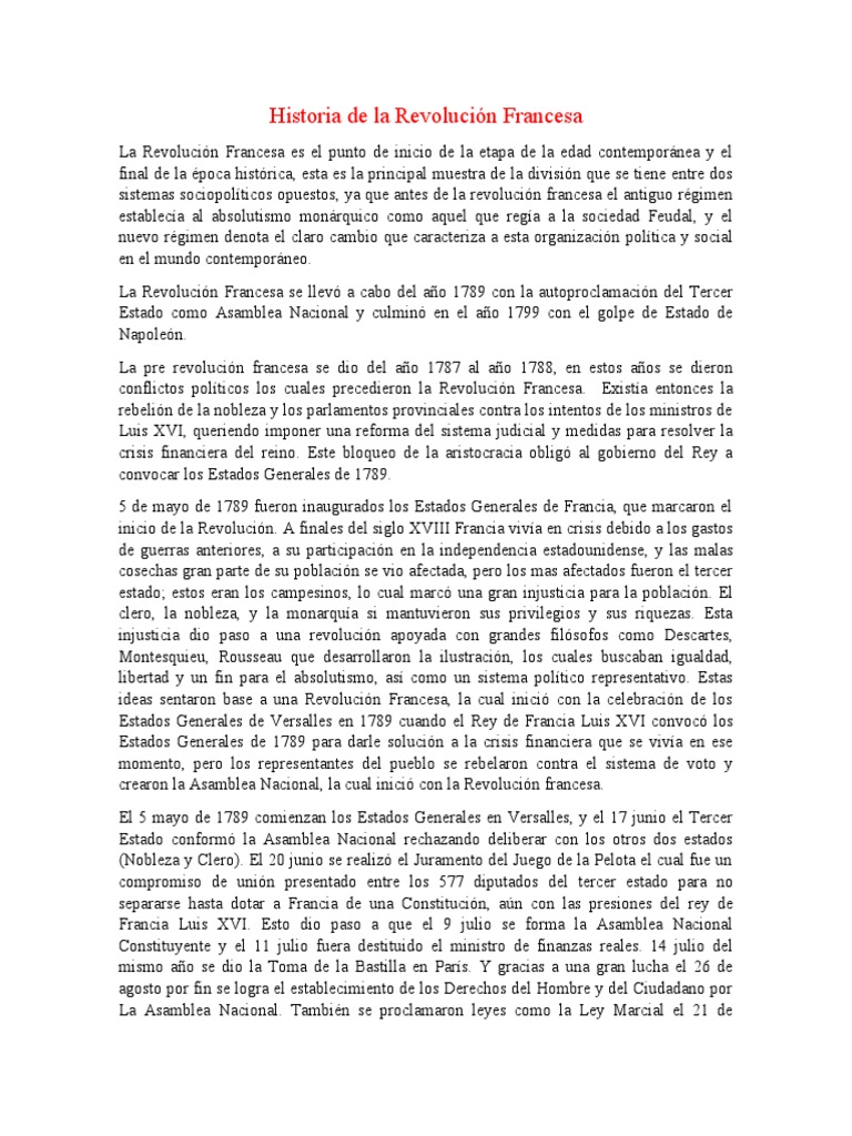 Historia de La Revolución Francesa | PDF | revolución Francesa | Francia