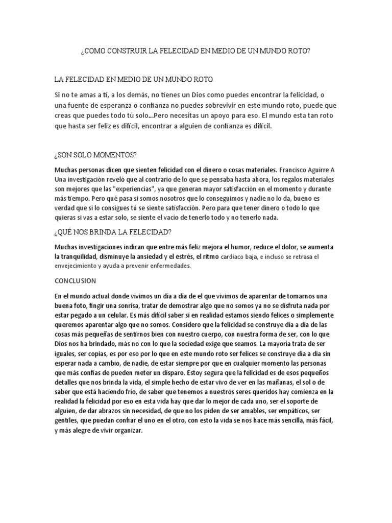 Como Construir La Felecidad en Medio de Un Mundo Roto | PDF | Felicidad