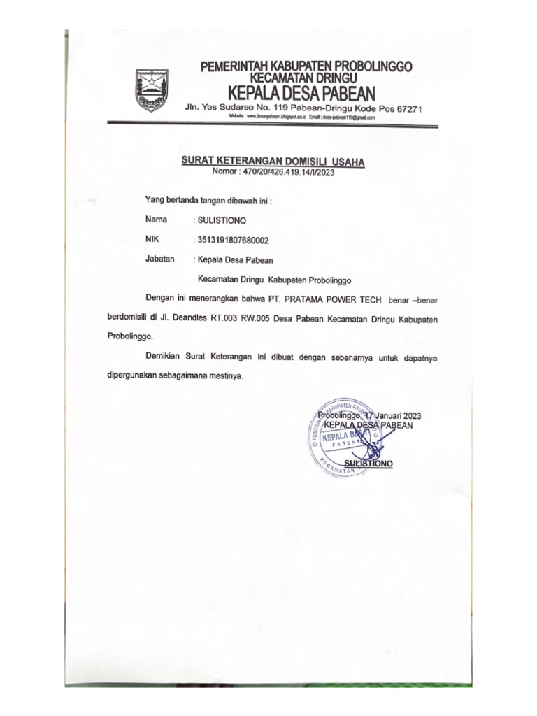 Contoh Surat Domisili | PDF