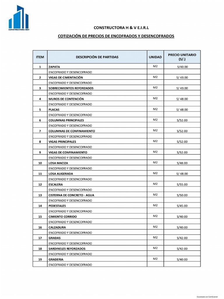 Constructora H & V | PDF