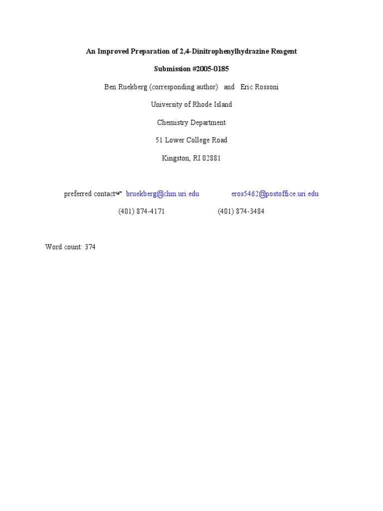 2 4 Dinitrophenylhydrazine Stain Preparation