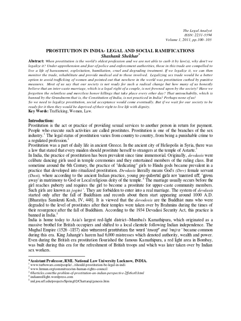 Legalizing Prostitution in India | PDF | Prostitution | Sex Positivism