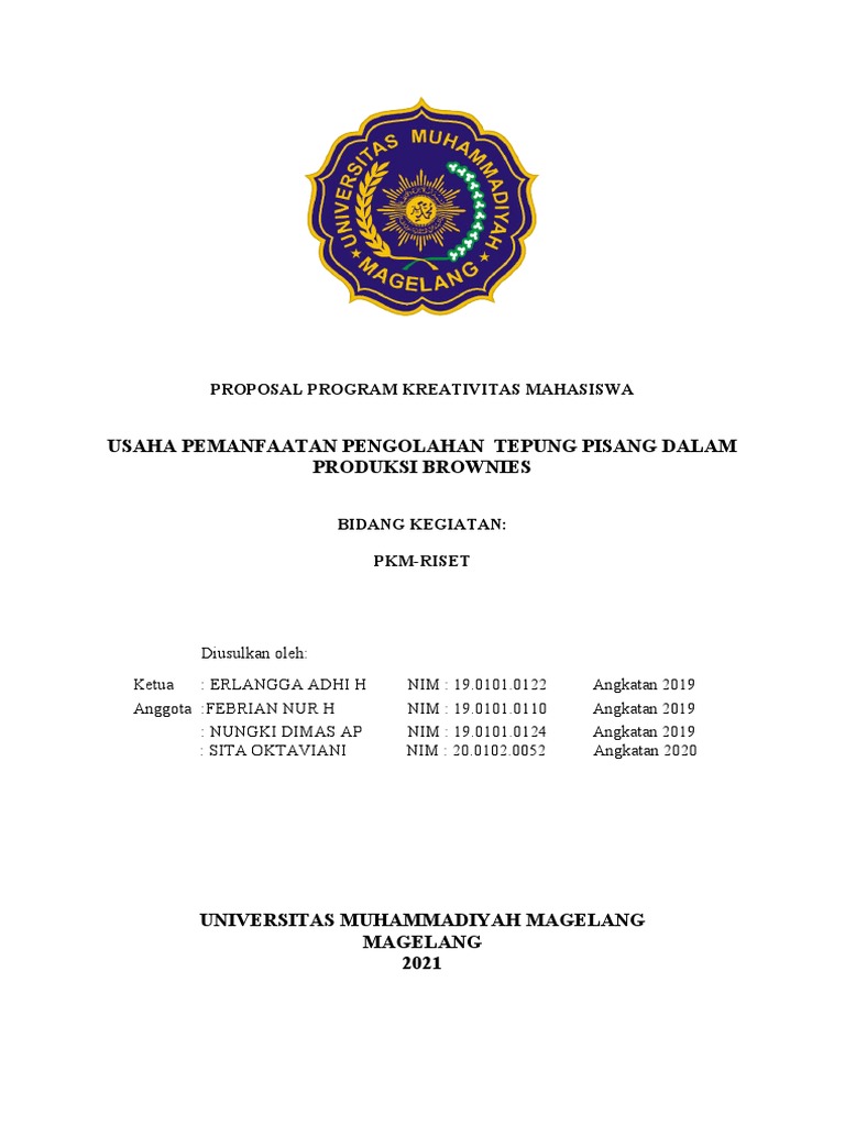 Proposal Pkm K Pengolahan Tepung Pisang Menjadi Brownies Pdf