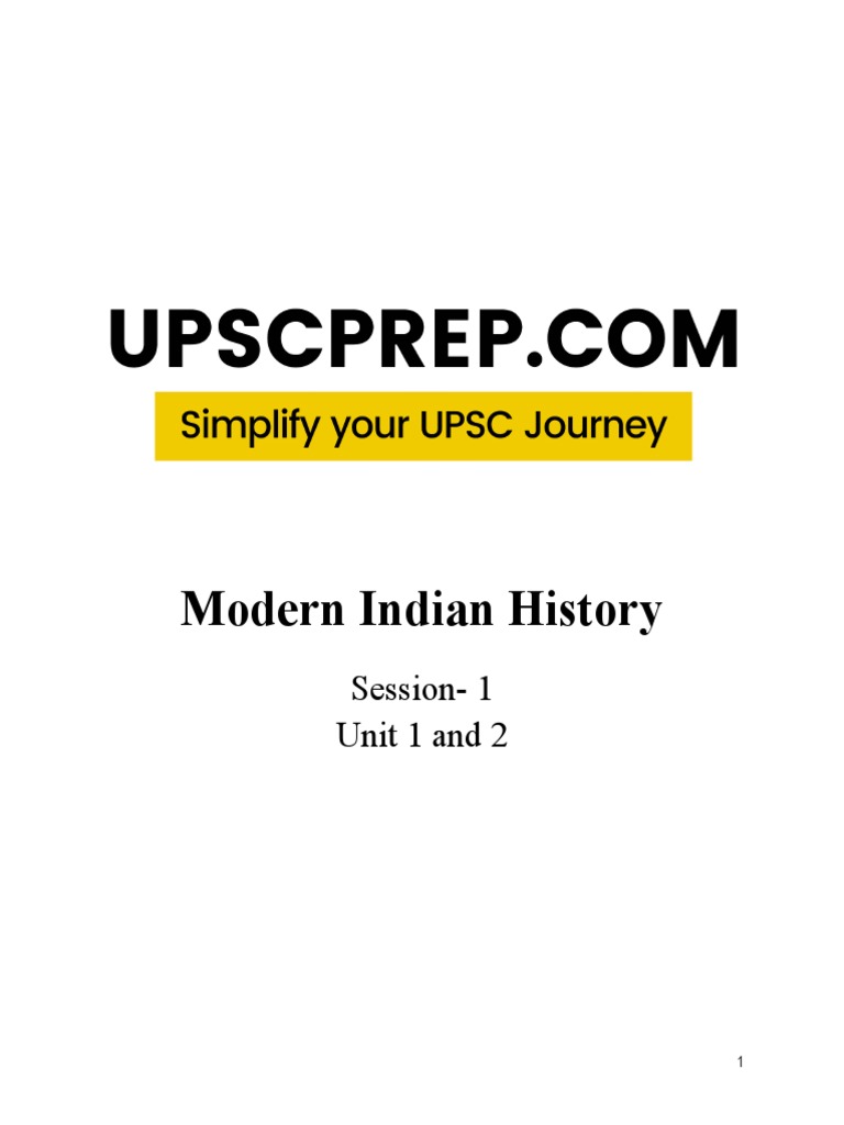 Modern Indian History MCQs for UPSC | PDF | Mughal Empire | South Asia