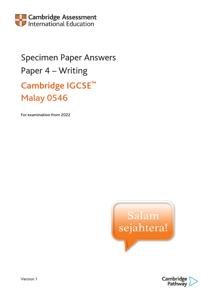 0546 Specimen Paper Answers Paper 4 (For Examination From 2022) PDF