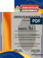 Academic Achiever Certificate