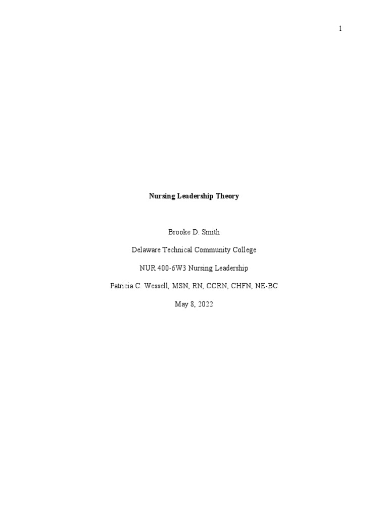 Nursing Leadership Theory Examples