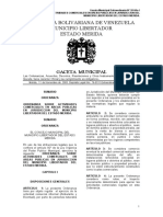 Ordenanza Actividades en Areas Públicas ALCALDIA MUNICIPIO LIBERTDOR MERIDA