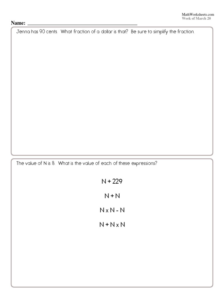 MathWorksheetsGrade5 3 20 | PDF