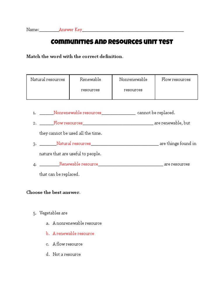Unit Social Studies Test PDF