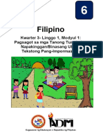 Filipino-6 Q3 Mod1 PagsagotSaMgaTanongTungkolSaNapakinggangUlatOTekstongPang-impormasyon-V4