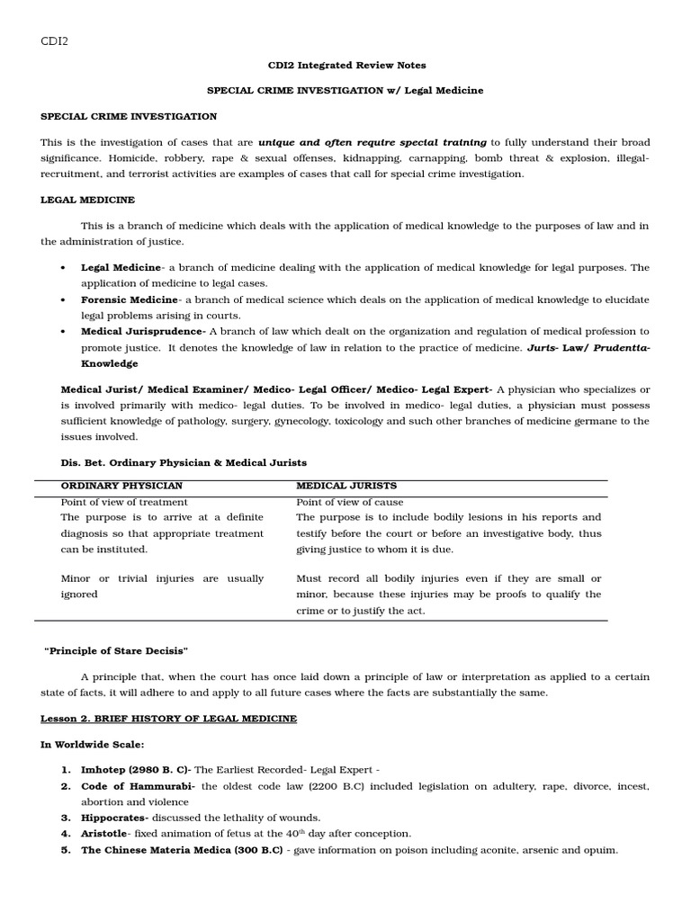 Specialized Crime Investigation Overview | PDF | Burden Of Proof (Law ...